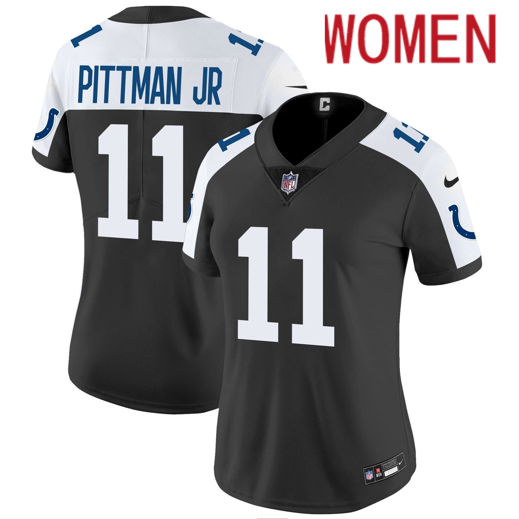 Women Indianapolis Colts #11 Pittman jr Black 2024 Nike Vapor Limited NFL Jersey
